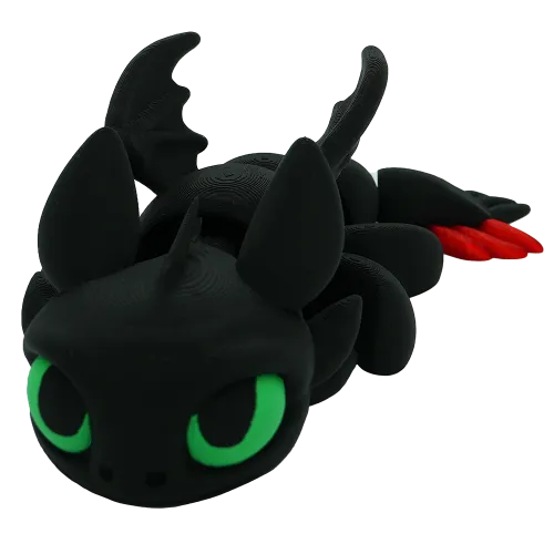 Flexibele draak | Zwart | 25CM