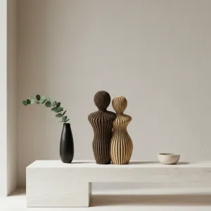 Familie beeldjes - 25CM - Koppel - Bruin, Mokka en Wit
