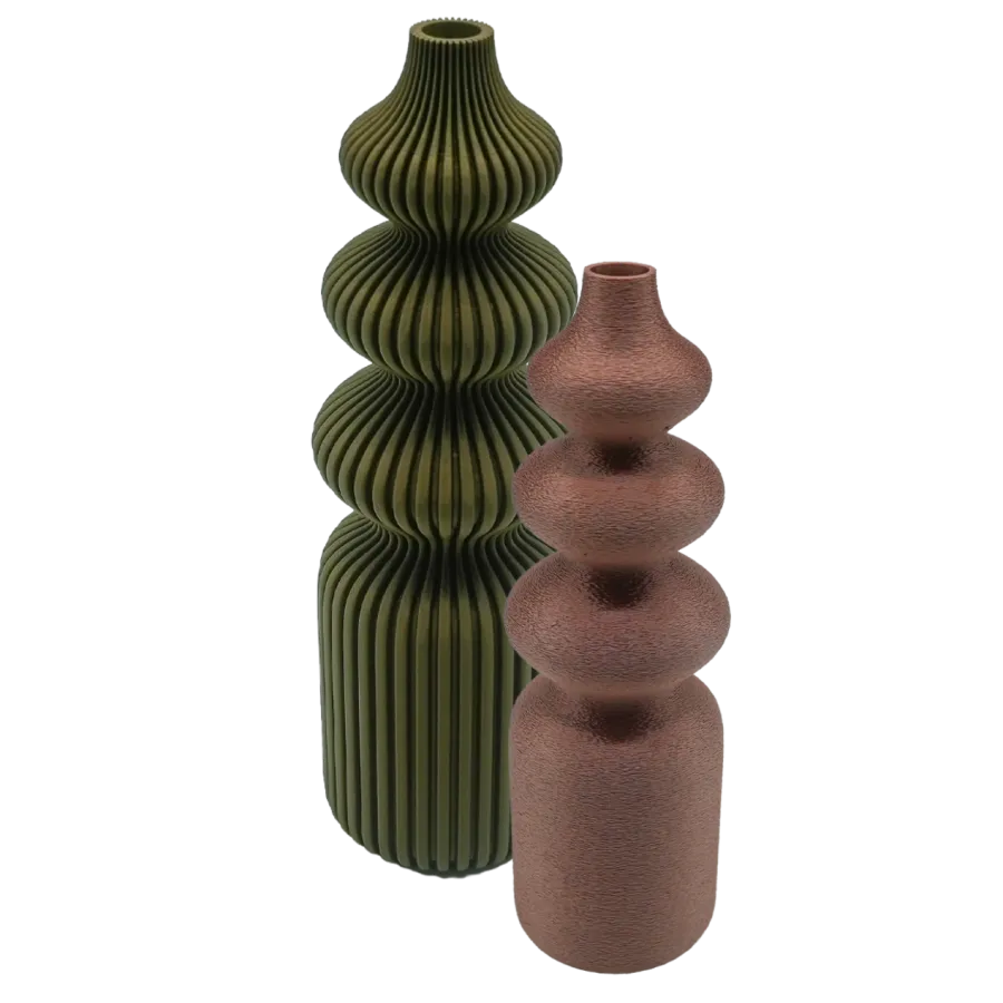 Solin 3D vaas set van 2 vazen - Zwart - 20CM & 25CM - Gestreept
