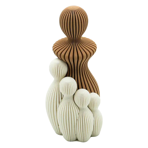 Familie beeldjes | 15CM | Mama met 4 kinderen | Bruin, Mokka en Wit