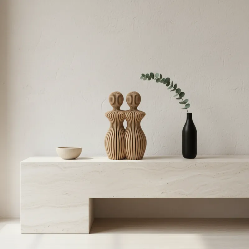 Familie beeldjes - 25CM - Koppel vrouw & vrouw - Bruin, Mokka en Wit