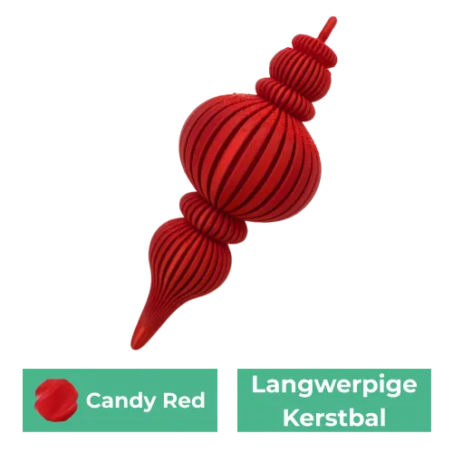 Langwerpige kerstbal | Zijde Rood | 12CM | 1 stuks