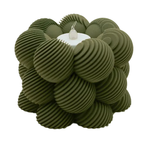 Waxinelichthouder Bubble Schuin Gestreept - Zwart