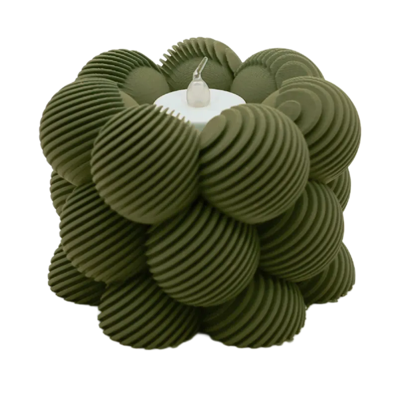 Waxinelichthouder Bubble Schuin Gestreept - Zwart