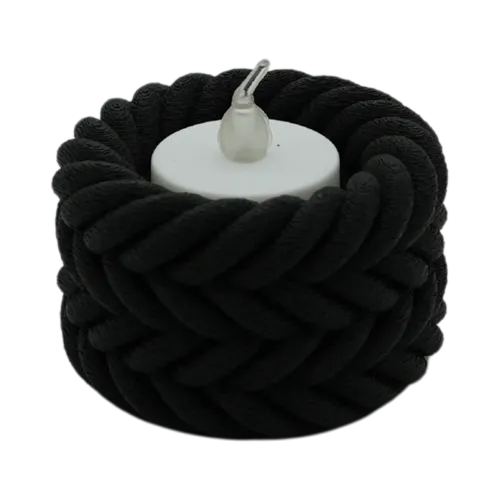 Waxinelichthouder Vlecht - Zwart