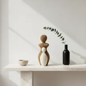 Familie beeldjes - 25CM - Mama met 1 kind - Bruin, Mokka en Wit