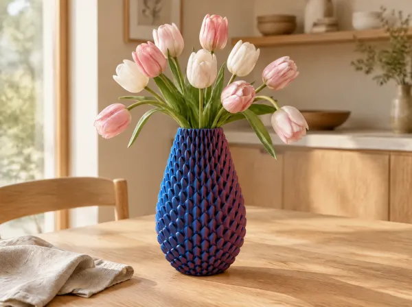 Tulpen: een hoge vaas die ze de ruimte geeft