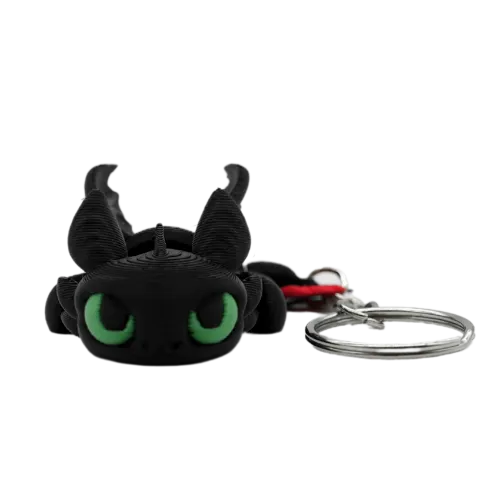 Flexibele draak sleutelhanger | Zwart