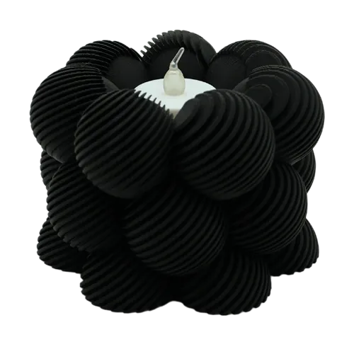 Waxinelichthouder Bubble Schuin Gestreept - Zwart