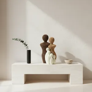 Familie beeldjes - 15CM - Papa & mama met 4 kinderen - Bruin, Mokka en Wit