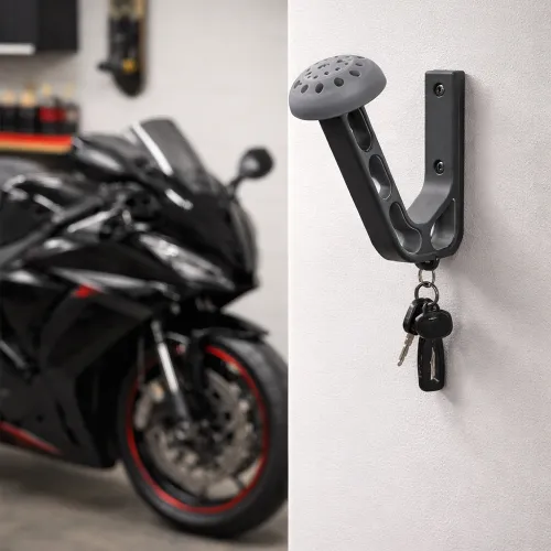 Motor helm houder inclusief haakje voor sleutels | Nardo Grijs