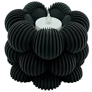 Waxinelichthouder Bubble Gestreept - Zwart