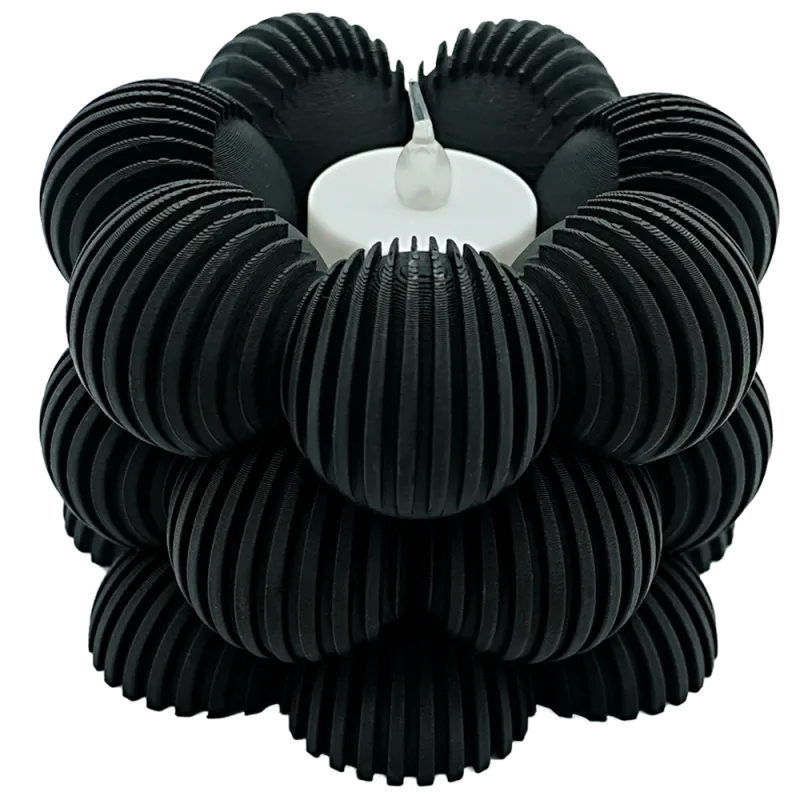 Waxinelichthouder Bubble Gestreept - Zwart