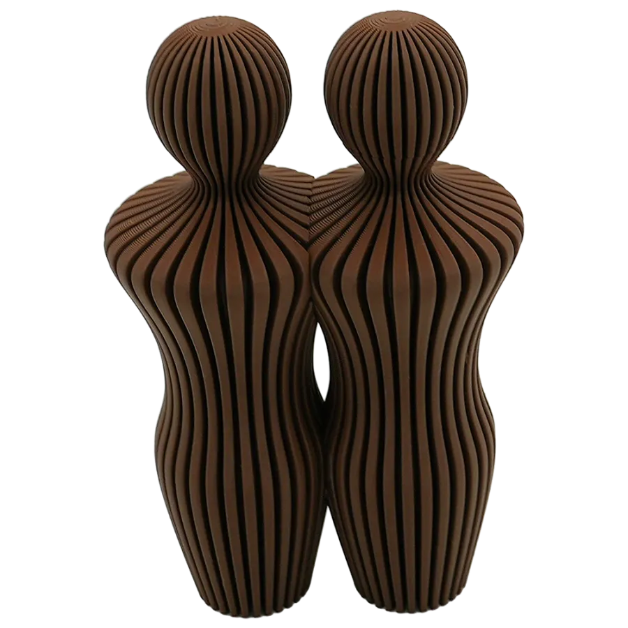 Familie beeldjes - 15CM - Koppel man & man - Bruin, Mokka en Wit