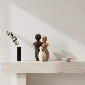 Familie beeldjes - 15CM - Papa & mama met 1 kind - Bruin, Mokka en Wit