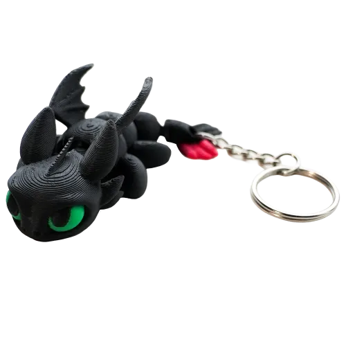 Flexibele draak sleutelhanger | Zwart