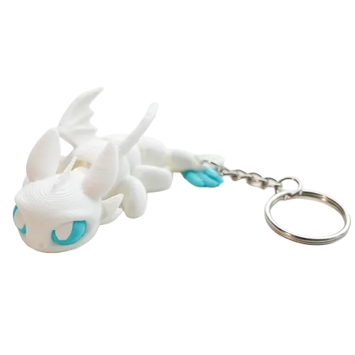 Flexibele draak sleutelhanger | Ivoor Wit