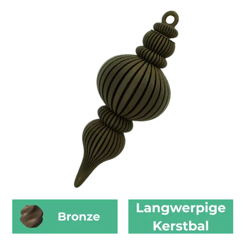 Langwerpige kerstbal | Brons | 12CM | 3 stuks