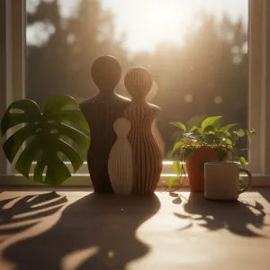 Familie beeldjes - 25CM - Papa & mama met 1 kind - Bruin, Mokka en Wit